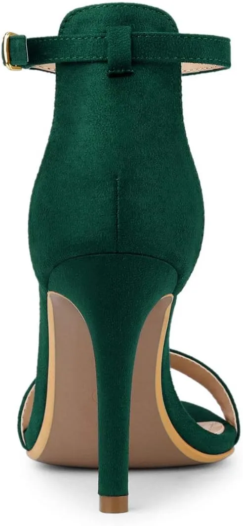 Allegra K Women's Suede Ankle Strap High Stiletto Heel Sandals