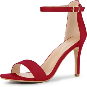 Allegra K Women's Suede Ankle Strap High Stiletto Heel Sandals