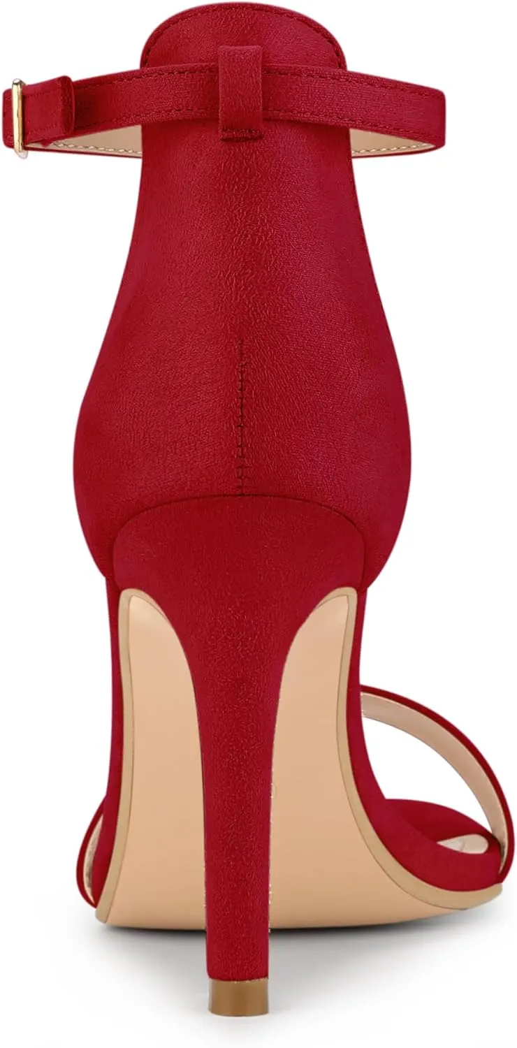 Allegra K Women's Suede Ankle Strap High Stiletto Heel Sandals