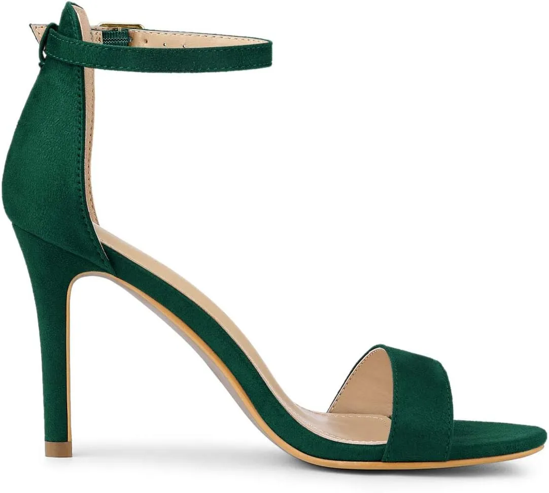 Allegra K Women's Suede Ankle Strap High Stiletto Heel Sandals