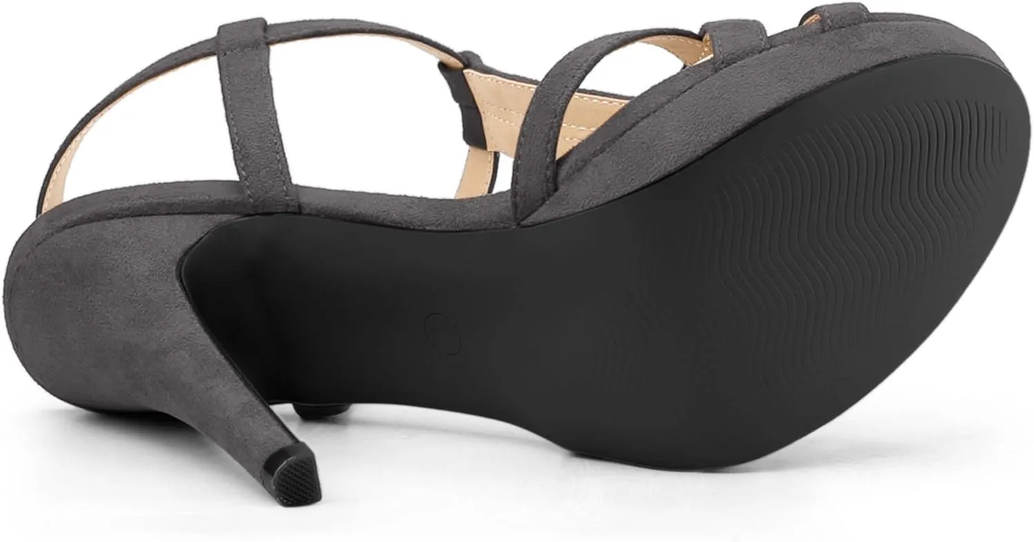 Allegra K Women's T Strap Slingback Platform Stiletto Heel Sandals