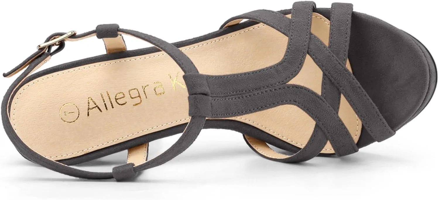 Allegra K Women's T Strap Slingback Platform Stiletto Heel Sandals
