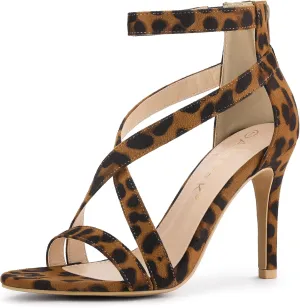Allegra K Women's Zipper Ankle Strap Stiletto Heel Sandals