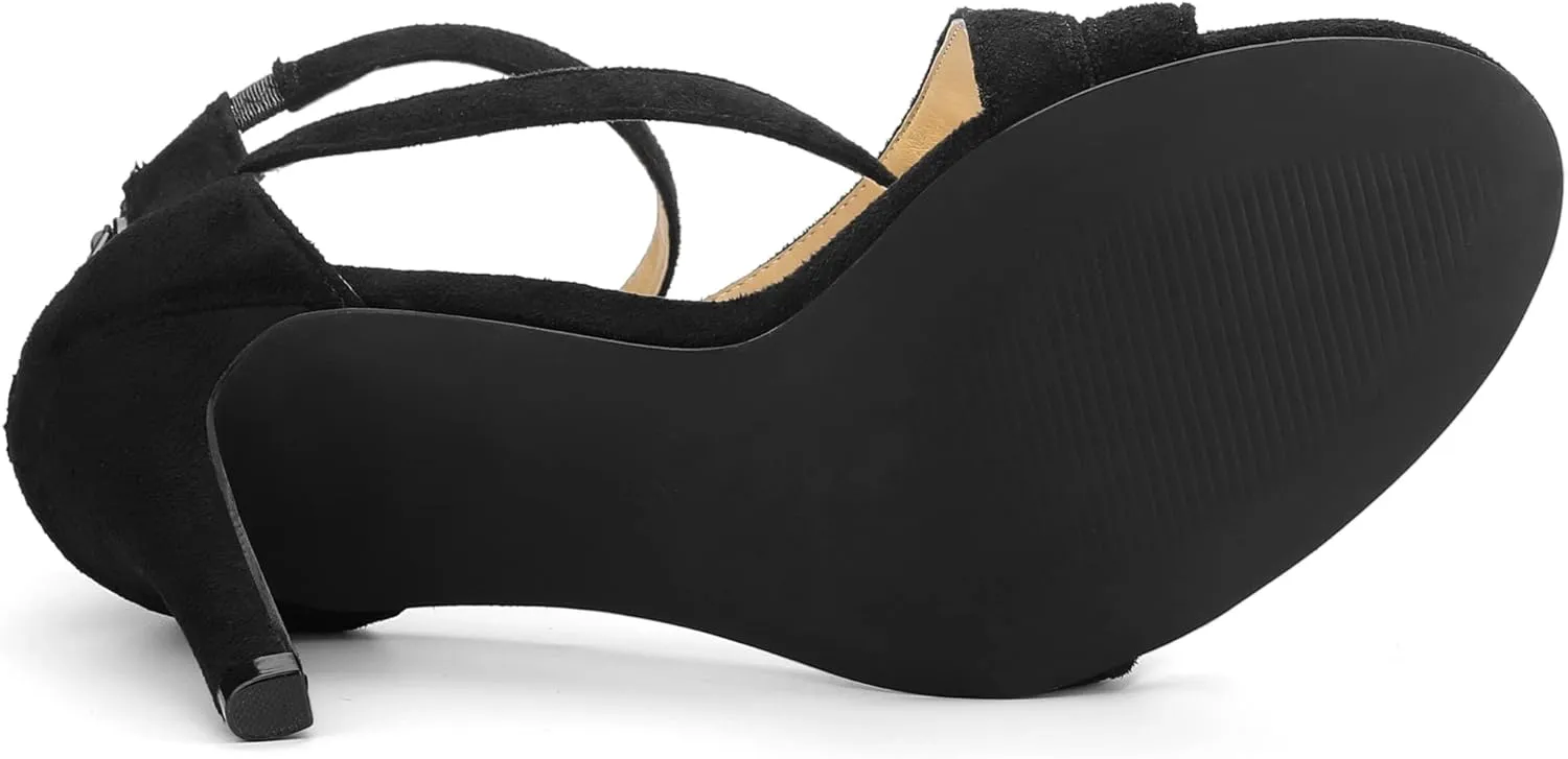 Allegra K Women's Zipper Ankle Strap Stiletto Heel Sandals