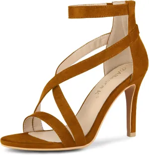 Allegra K Women's Zipper Ankle Strap Stiletto Heel Sandals