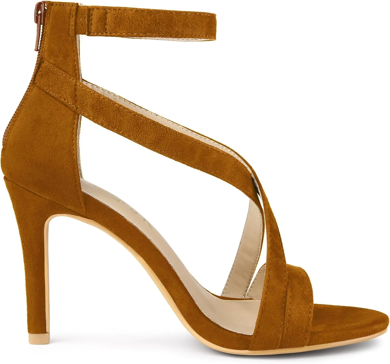 Allegra K Women's Zipper Ankle Strap Stiletto Heel Sandals