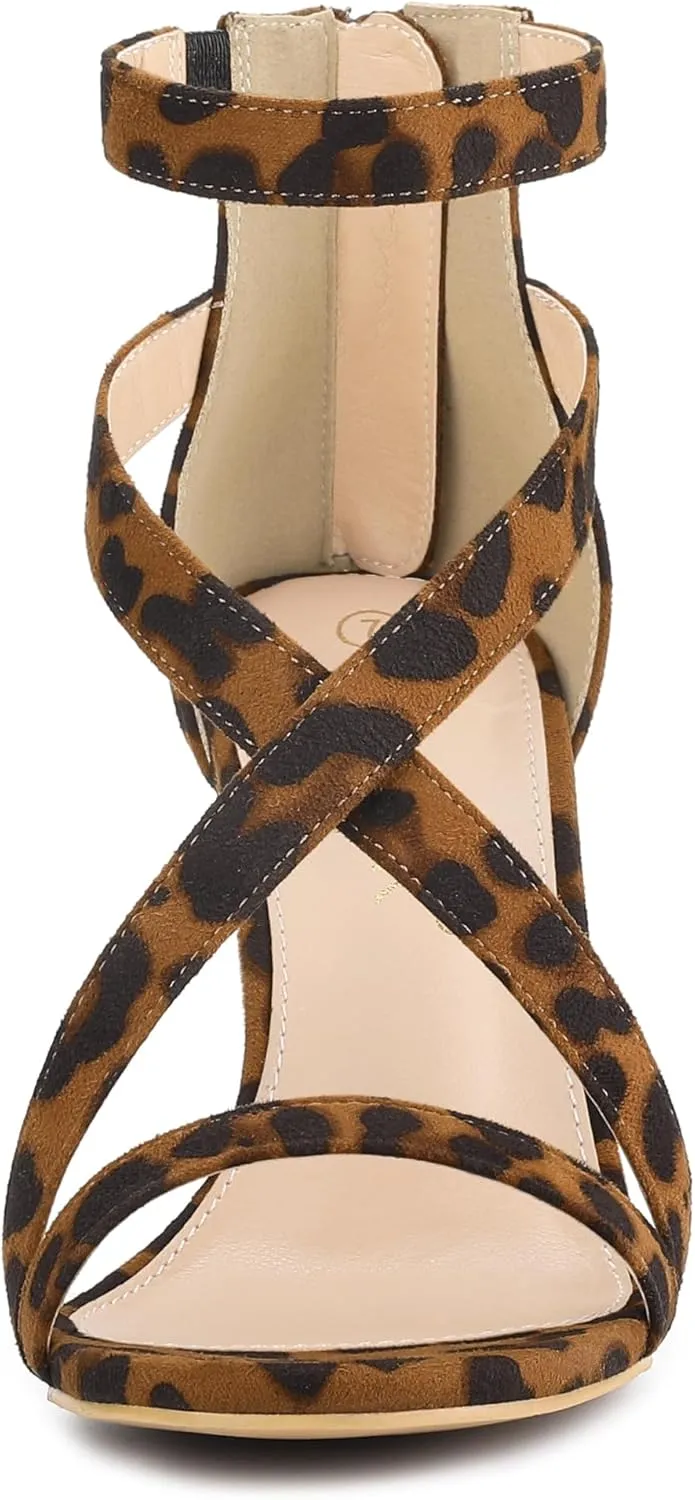 Allegra K Women's Zipper Ankle Strap Stiletto Heel Sandals