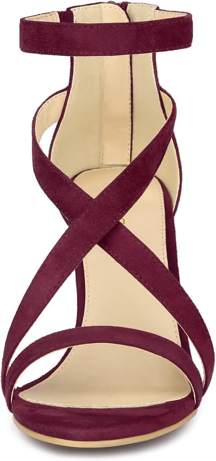 Allegra K Women's Zipper Ankle Strap Stiletto Heel Sandals