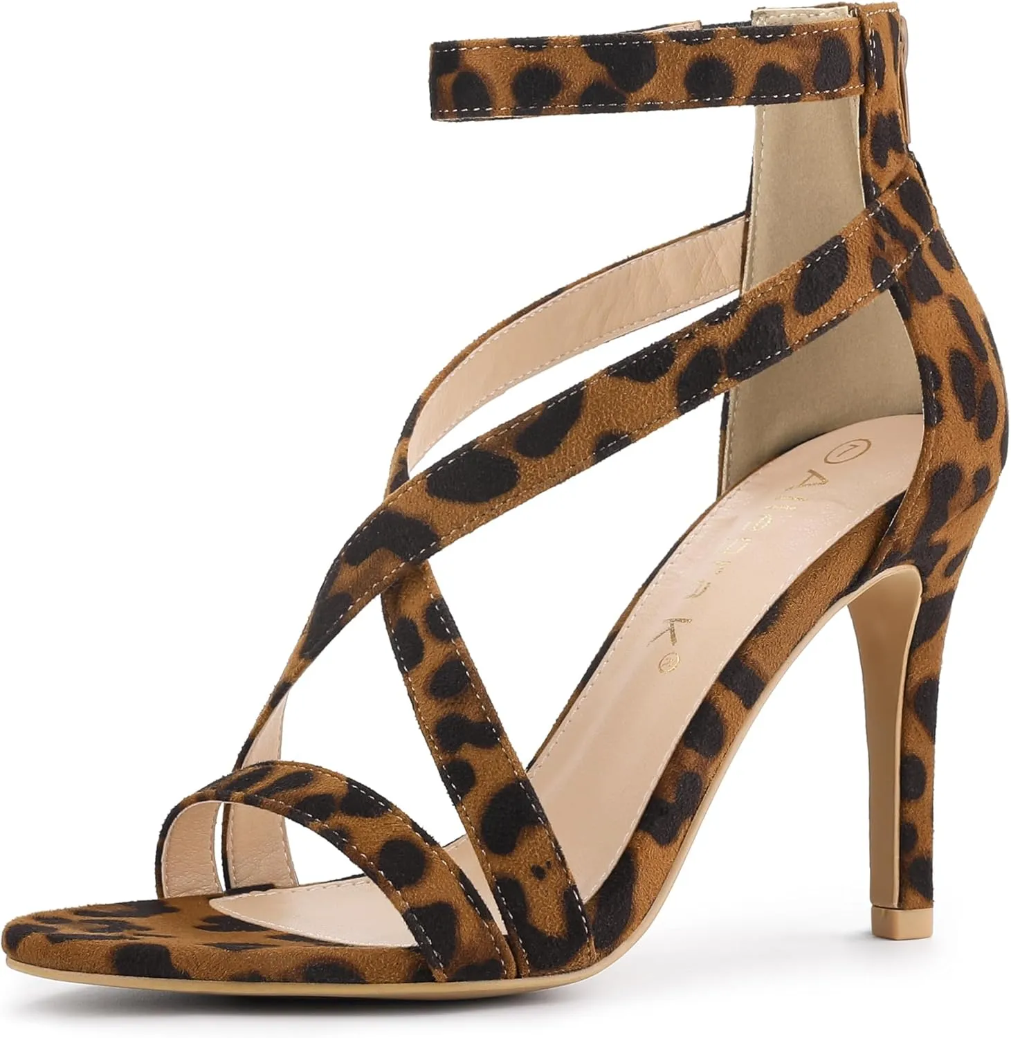 Allegra K Women's Zipper Ankle Strap Stiletto Heel Sandals