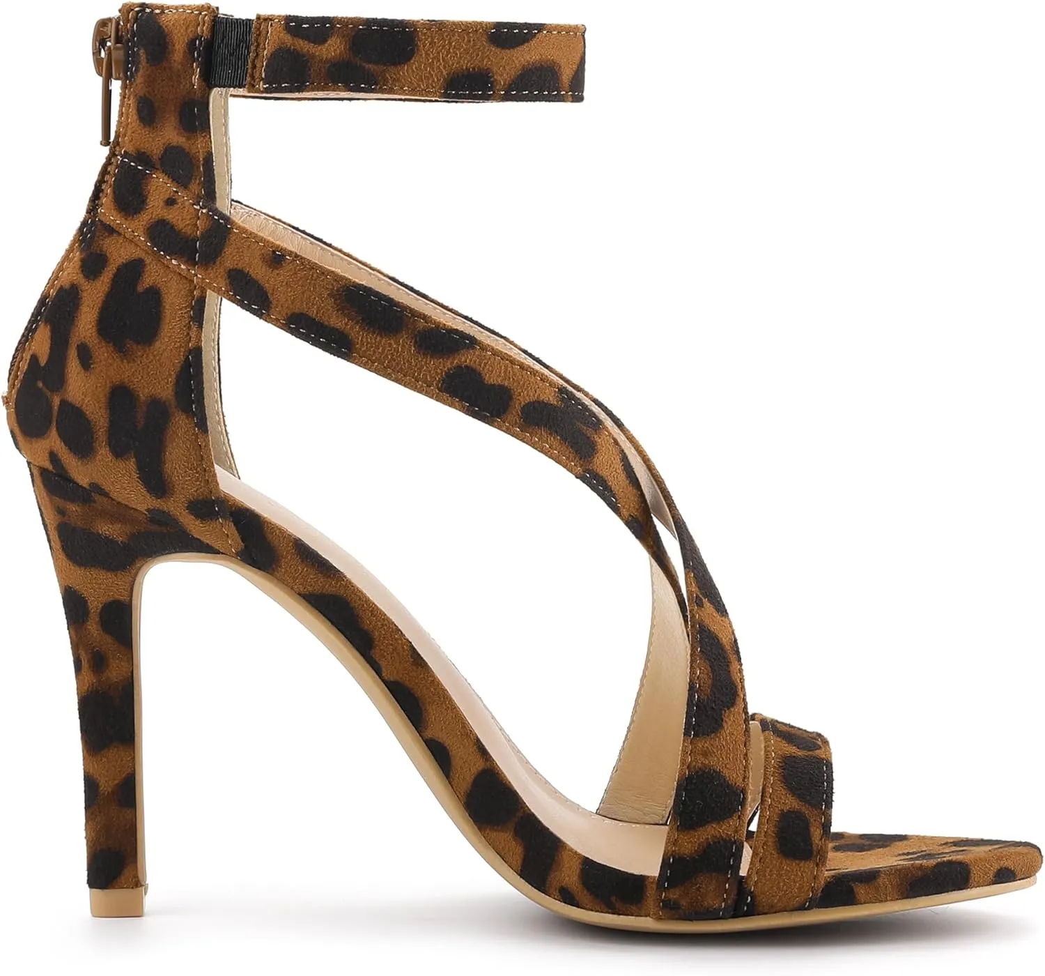 Allegra K Women's Zipper Ankle Strap Stiletto Heel Sandals
