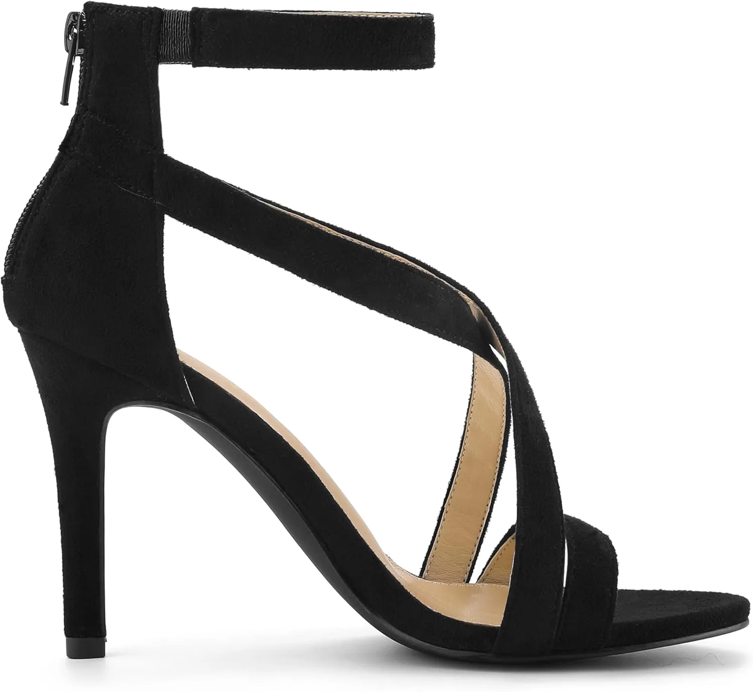Allegra K Women's Zipper Ankle Strap Stiletto Heel Sandals