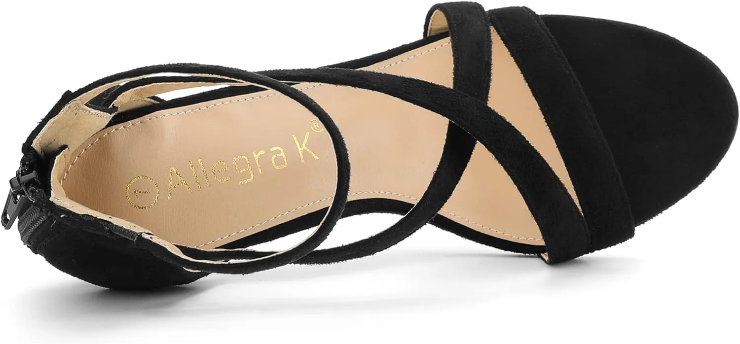 Allegra K Women's Zipper Ankle Strap Stiletto Heel Sandals