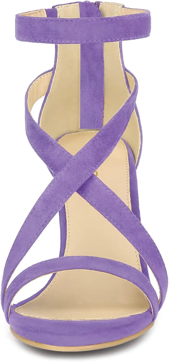Allegra K Women's Zipper Ankle Strap Stiletto Heel Sandals