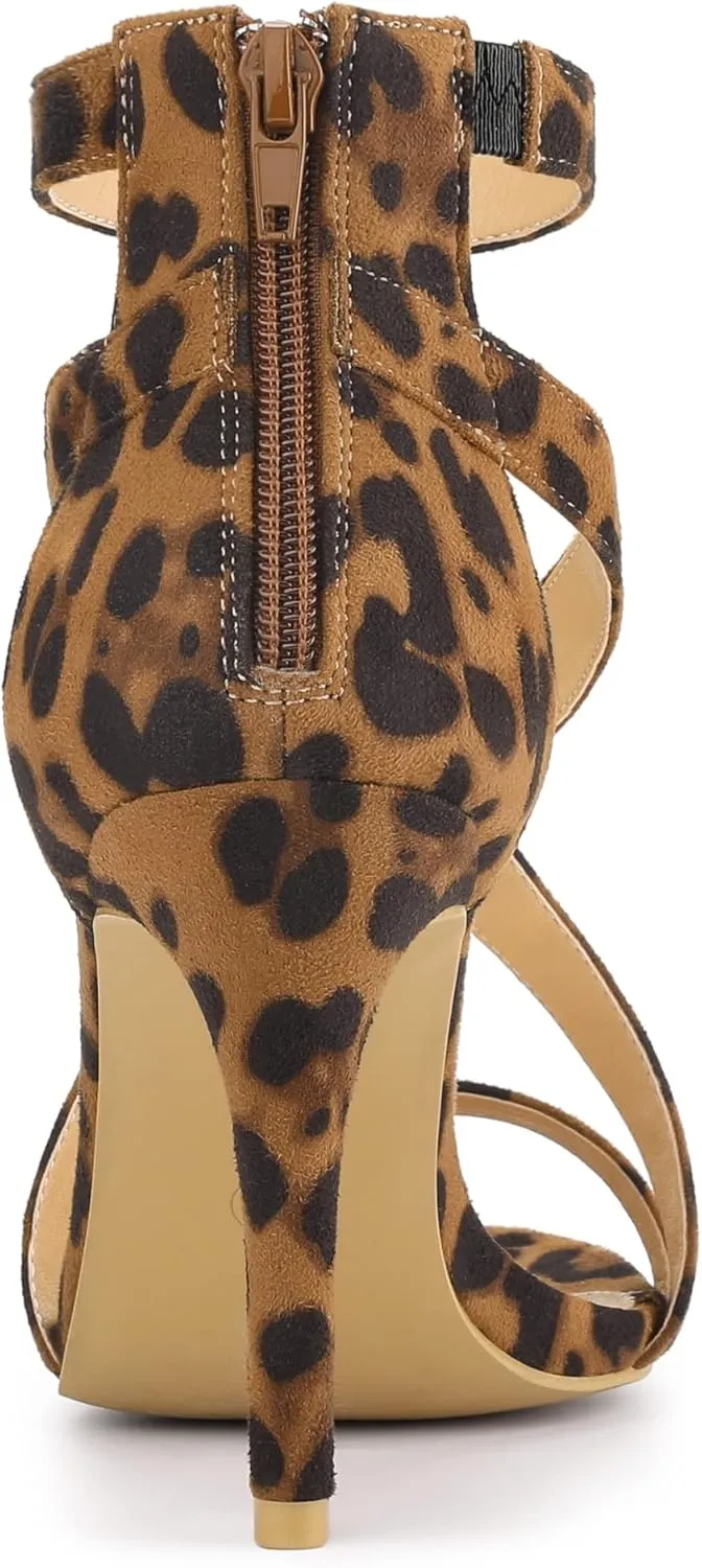 Allegra K Women's Zipper Ankle Strap Stiletto Heel Sandals