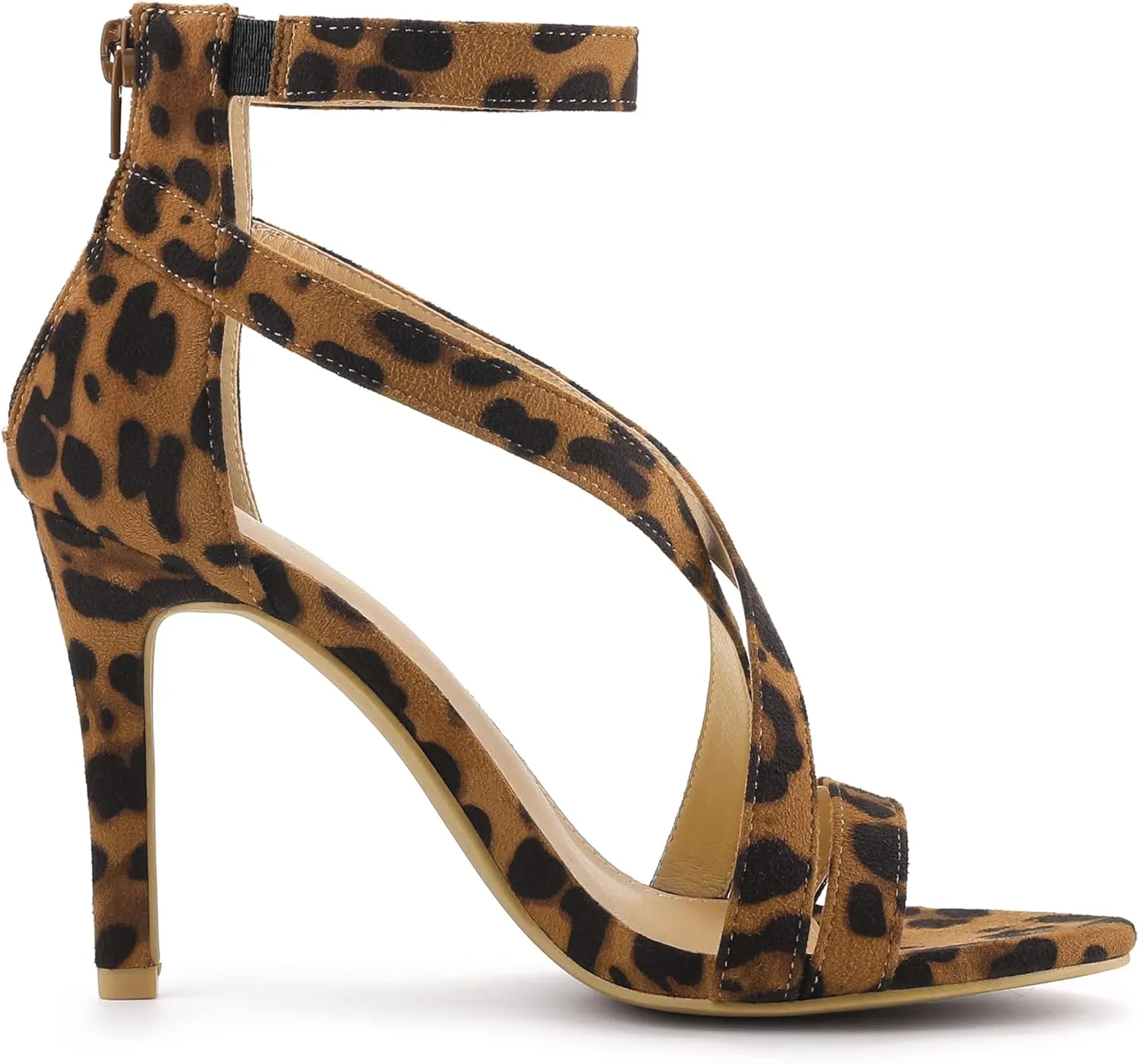 Allegra K Women's Zipper Ankle Strap Stiletto Heel Sandals