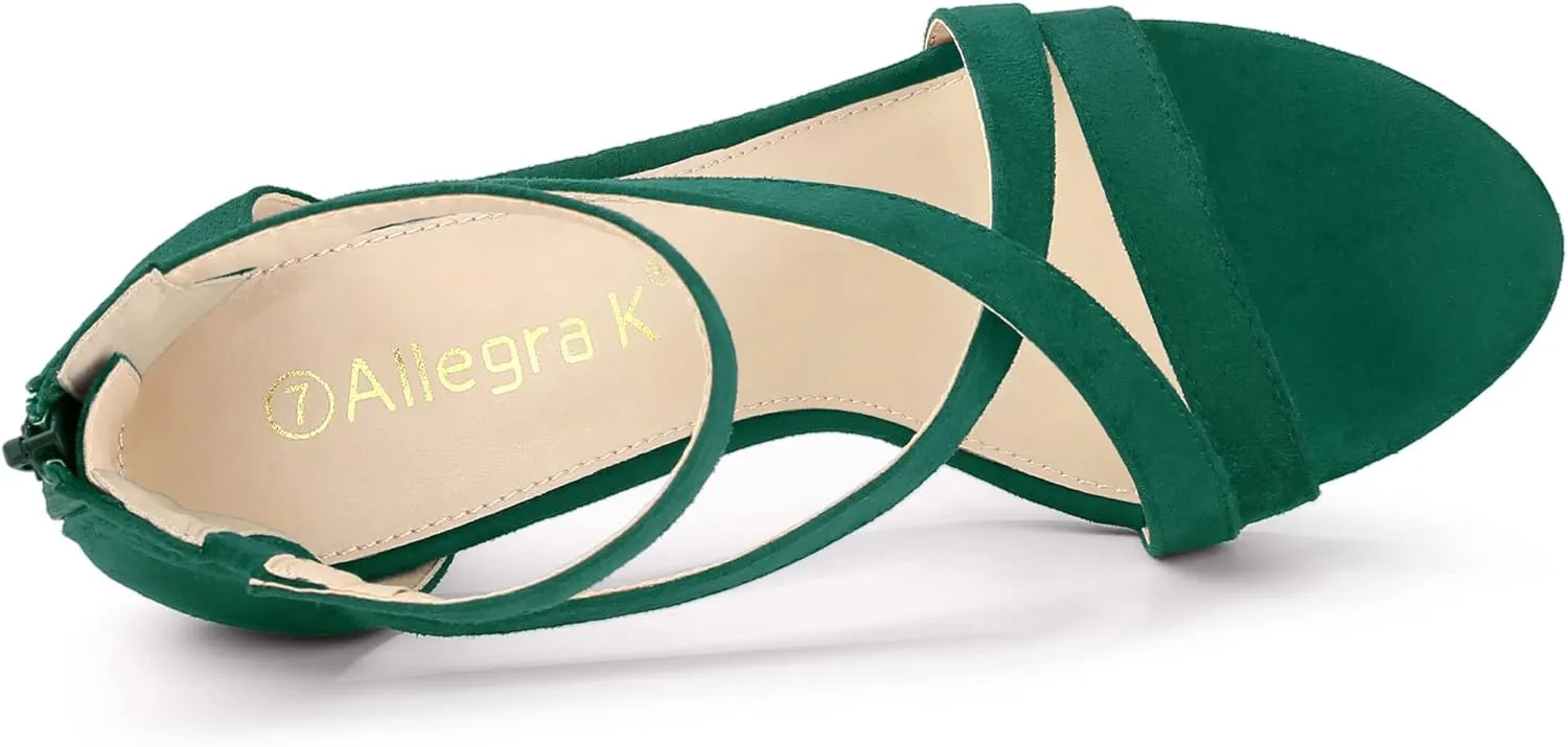Allegra K Women's Zipper Ankle Strap Stiletto Heel Sandals