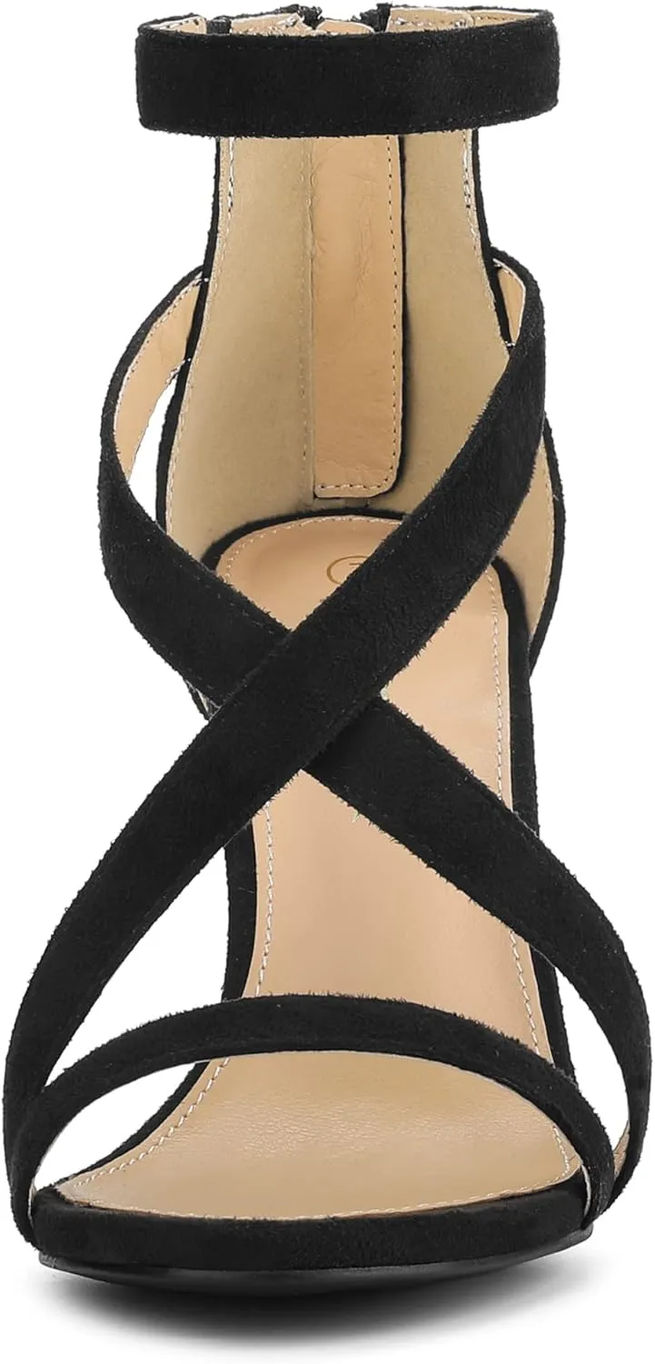 Allegra K Women's Zipper Ankle Strap Stiletto Heel Sandals