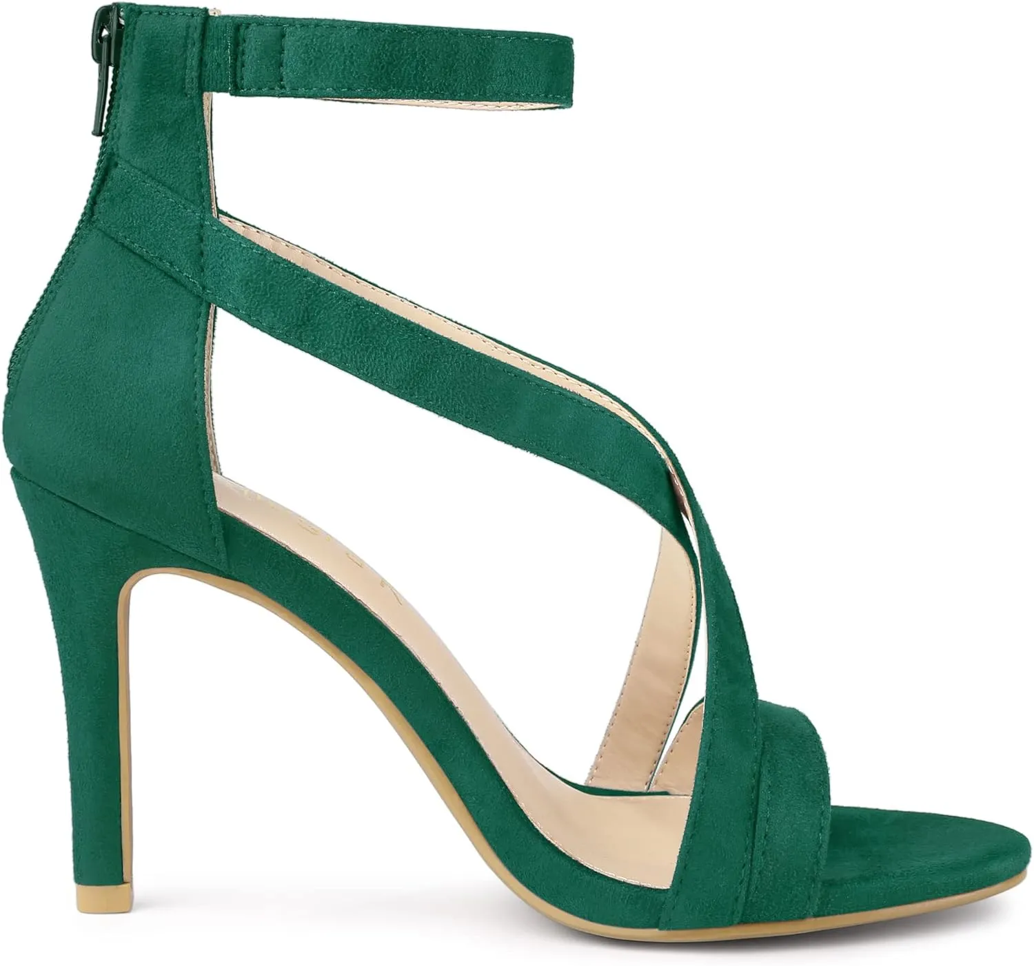 Allegra K Women's Zipper Ankle Strap Stiletto Heel Sandals