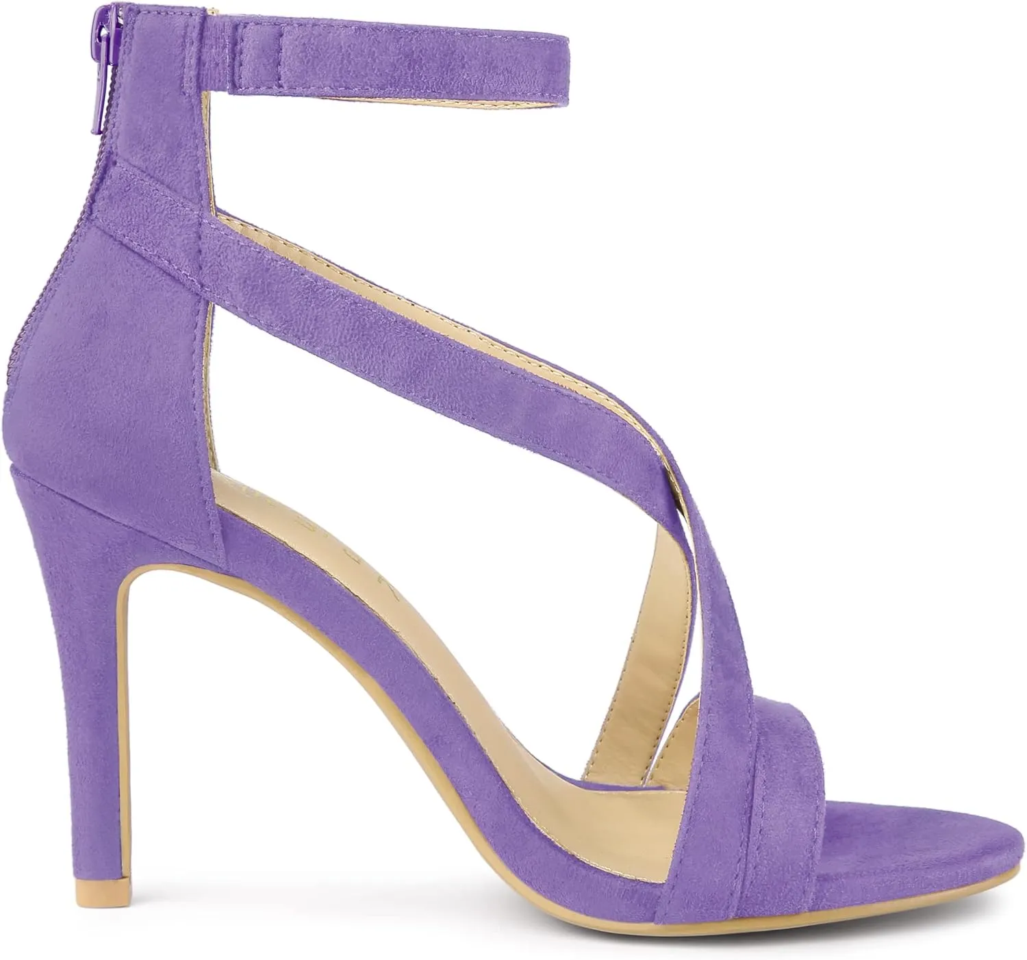 Allegra K Women's Zipper Ankle Strap Stiletto Heel Sandals