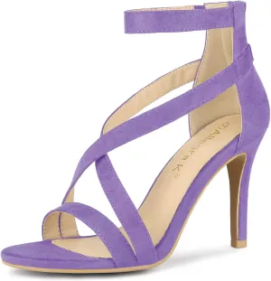 Allegra K Women's Zipper Ankle Strap Stiletto Heel Sandals