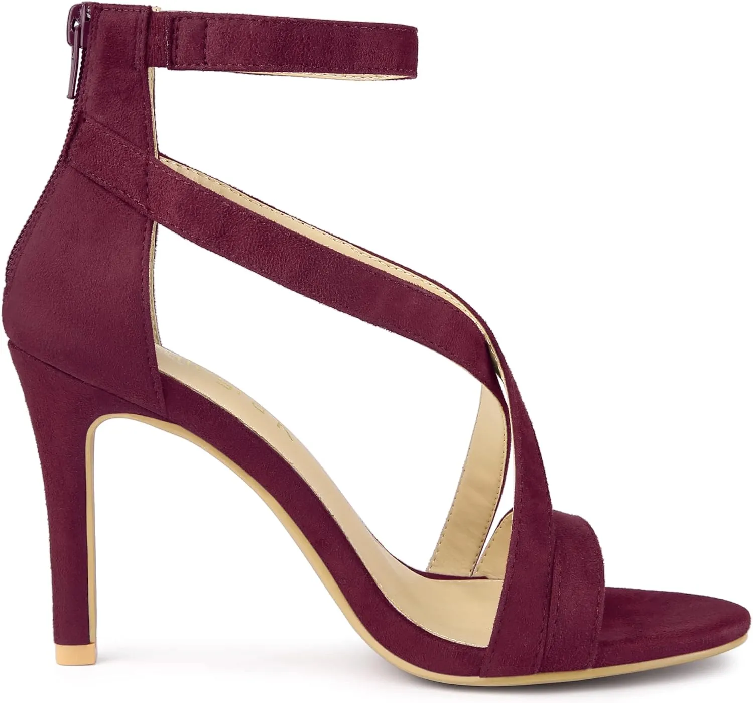 Allegra K Women's Zipper Ankle Strap Stiletto Heel Sandals