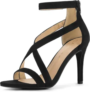 Allegra K Women's Zipper Ankle Strap Stiletto Heel Sandals