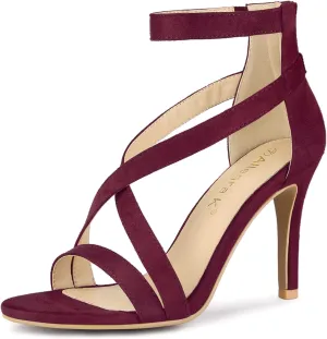 Allegra K Women's Zipper Ankle Strap Stiletto Heel Sandals