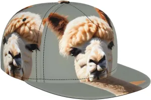 Alpaca Avatar Outdoor Sports Baseball Cap, Daily Sports Adjustable Fashionable Flat Brim hat, Unisex Four-Season Outdoor Sports Cap, Black