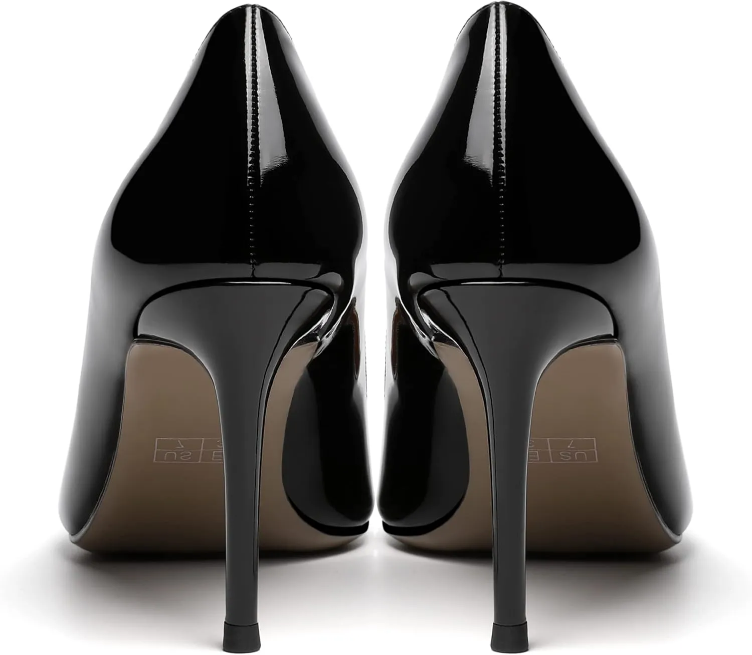 AMBELIGHT Womens Patent Pointed Toe Slip On Dating Dress Ankle Strap Stiletto High Heel Pumps Shoes 3.3 Inch