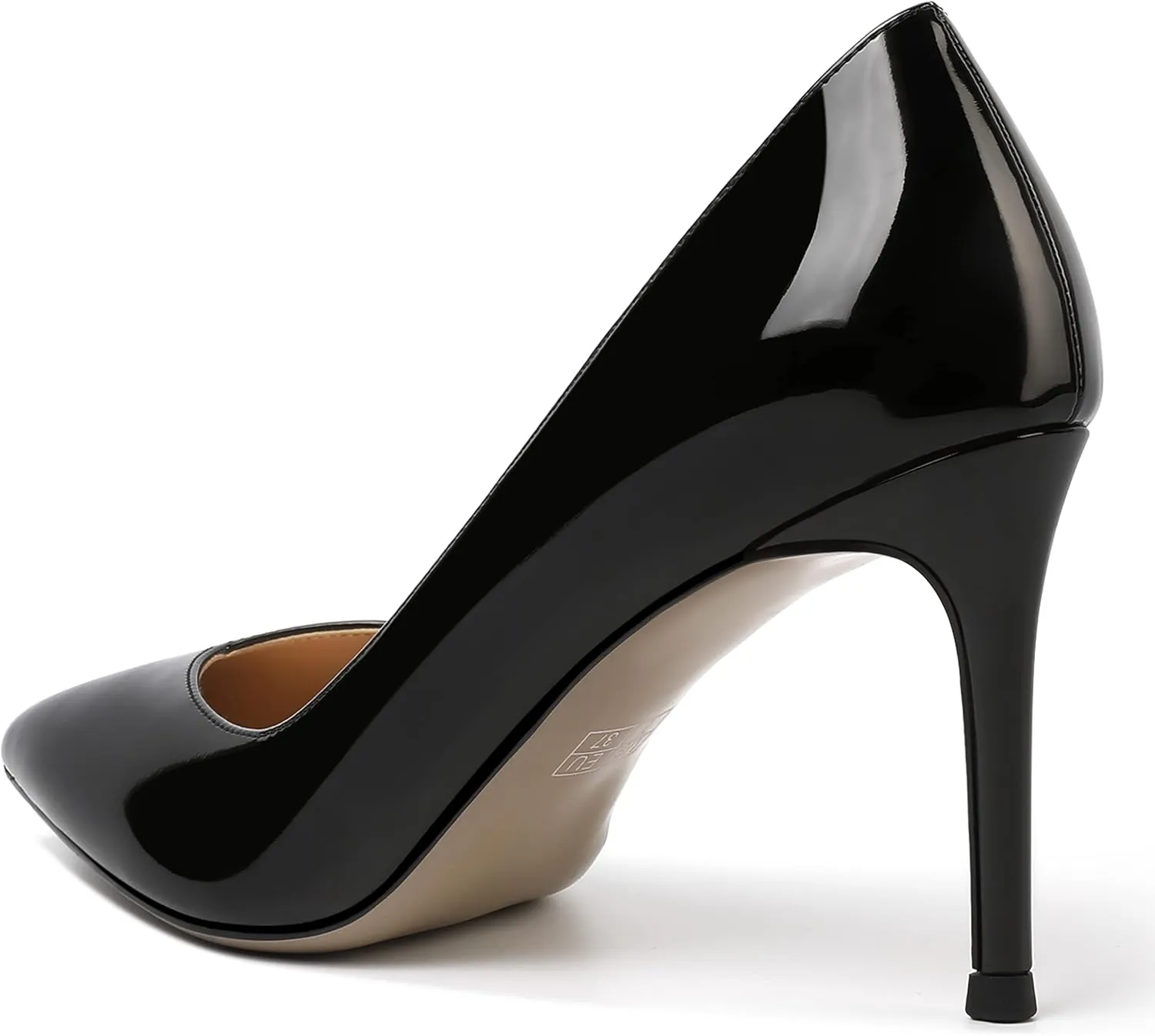 AMBELIGHT Womens Patent Pointed Toe Slip On Dating Dress Ankle Strap Stiletto High Heel Pumps Shoes 3.3 Inch
