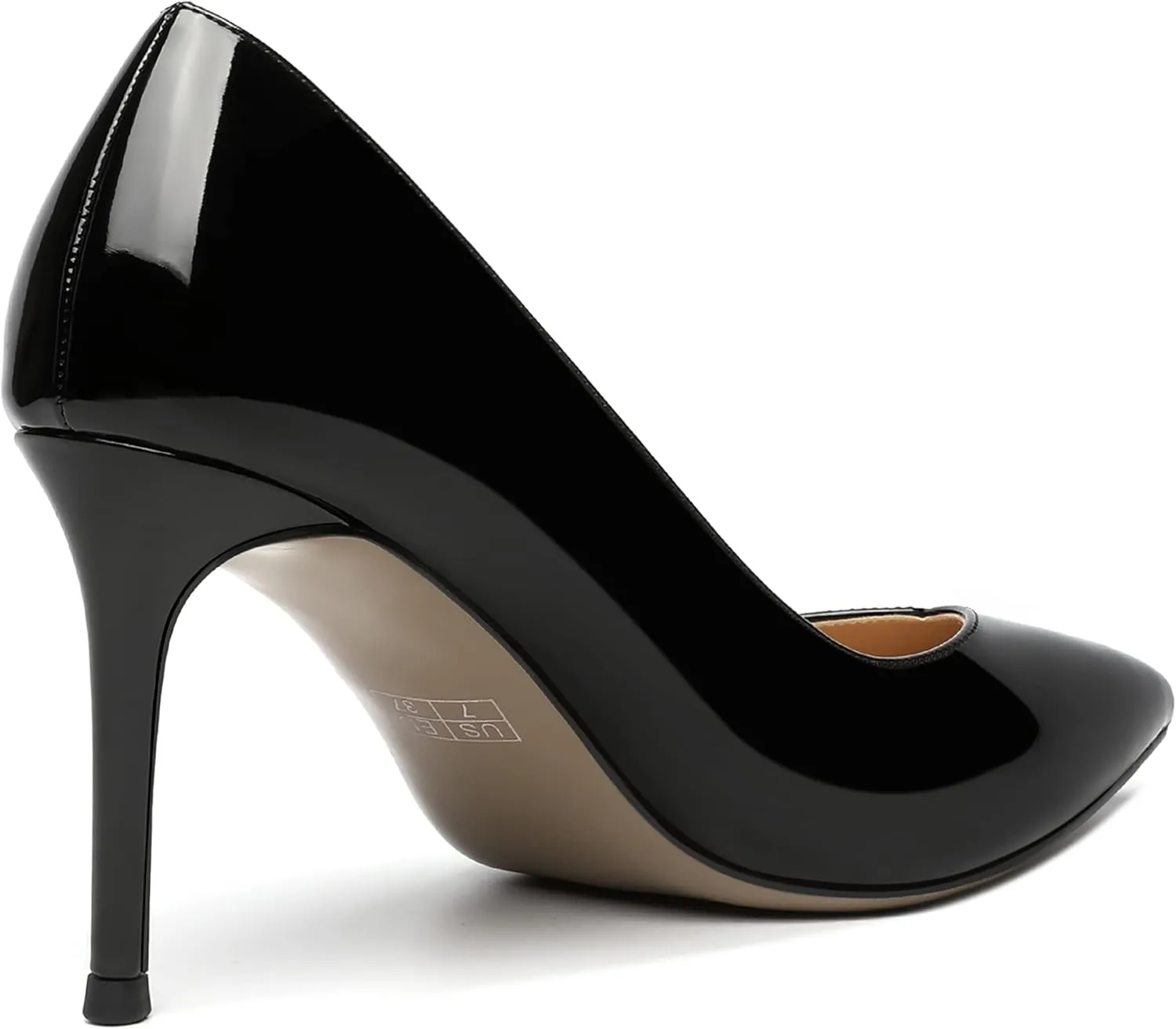 AMBELIGHT Womens Patent Pointed Toe Slip On Dating Dress Ankle Strap Stiletto High Heel Pumps Shoes 3.3 Inch