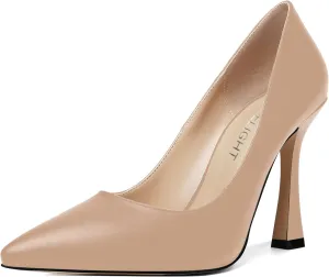 AMBELIGHT Womens Solid Dress Slip On Matte Elegant Pointed Toe Stiletto High Heel Pumps Shoes 4 Inch