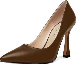 AMBELIGHT Womens Solid Dress Slip On Matte Elegant Pointed Toe Stiletto High Heel Pumps Shoes 4 Inch