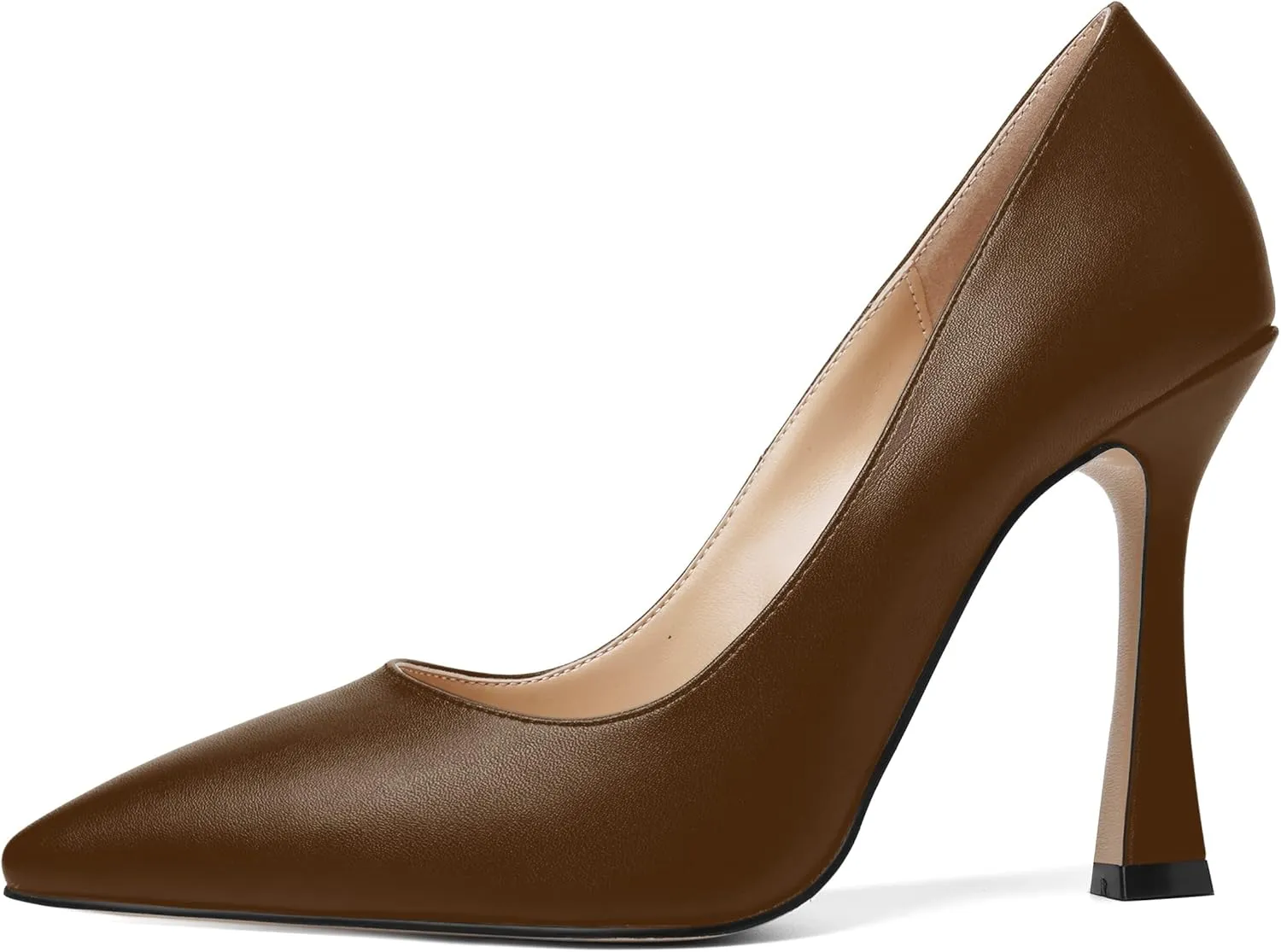 AMBELIGHT Womens Solid Dress Slip On Matte Elegant Pointed Toe Stiletto High Heel Pumps Shoes 4 Inch
