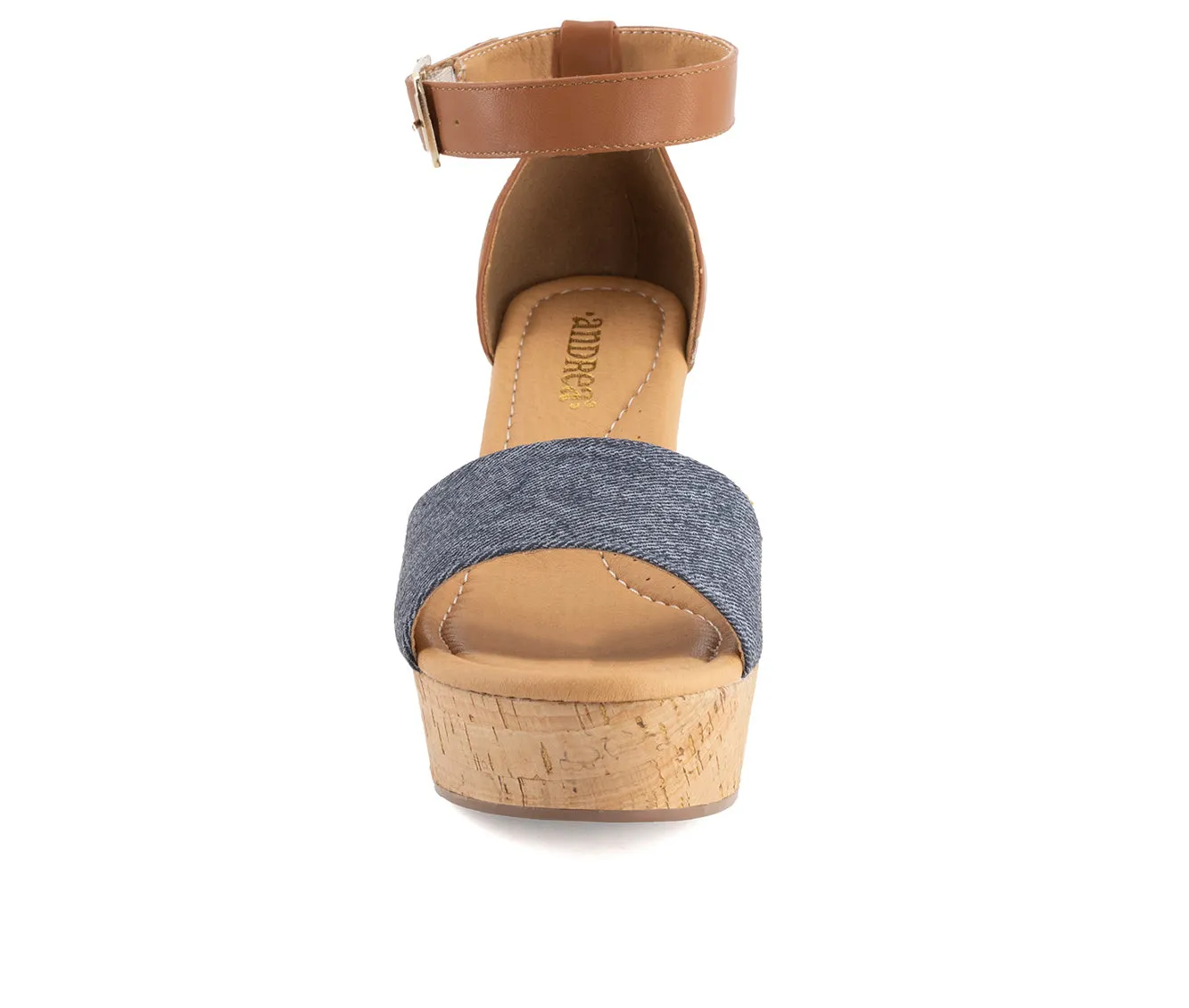 Andrea Women's Heeled Ankle Strap Sandals Denim 68037