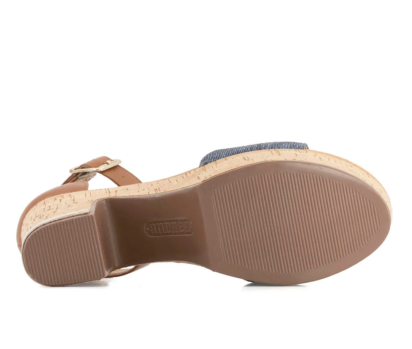 Andrea Women's Heeled Ankle Strap Sandals Denim 68037
