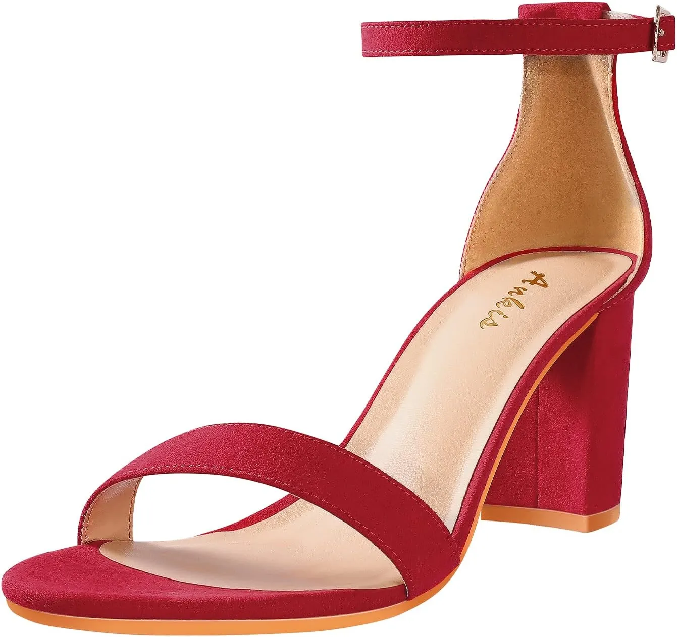 Ankis Heels for Women Open Toe Ankle Strap Chunky Heel Sandals 2.75 Inch
