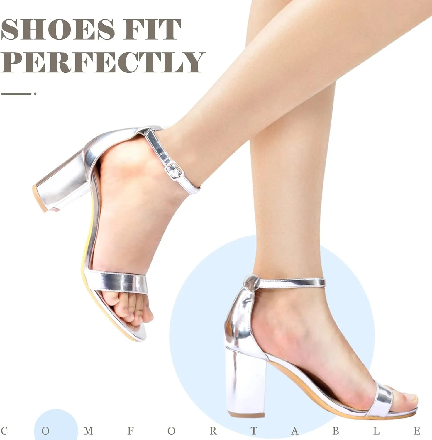Ankis Heels for Women Open Toe Ankle Strap Chunky Heel Sandals 2.75 Inch