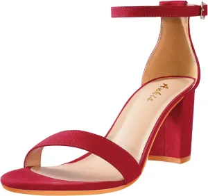 Ankis Heels for Women Open Toe Ankle Strap Chunky Heel Sandals 2.75 Inch