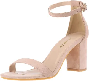 Ankis Heels for Women Open Toe Ankle Strap Chunky Heel Sandals 2.75 Inch