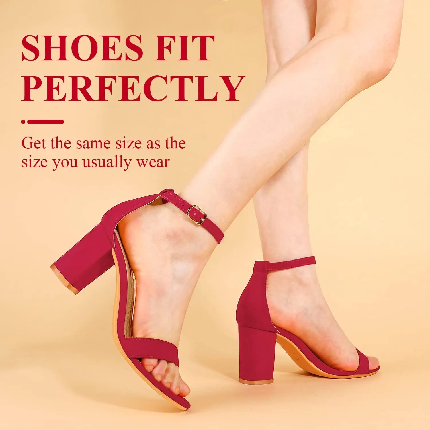 Ankis Heels for Women Open Toe Ankle Strap Chunky Heel Sandals 2.75 Inch