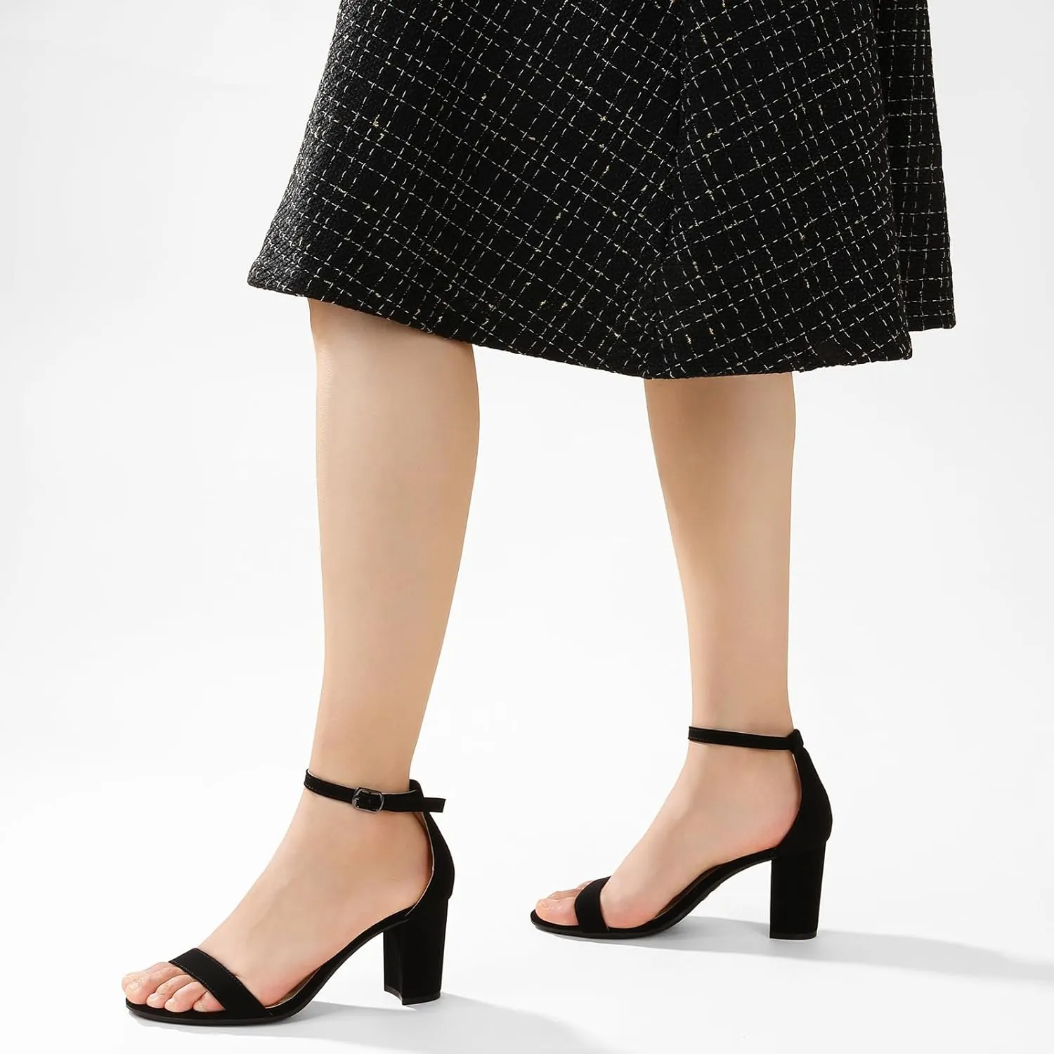 Ankis Heels for Women Open Toe Ankle Strap Chunky Heel Sandals 2.75 Inch