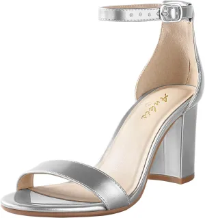 Ankis Heels for Women Open Toe Ankle Strap Chunky Heel Sandals 2.75 Inch
