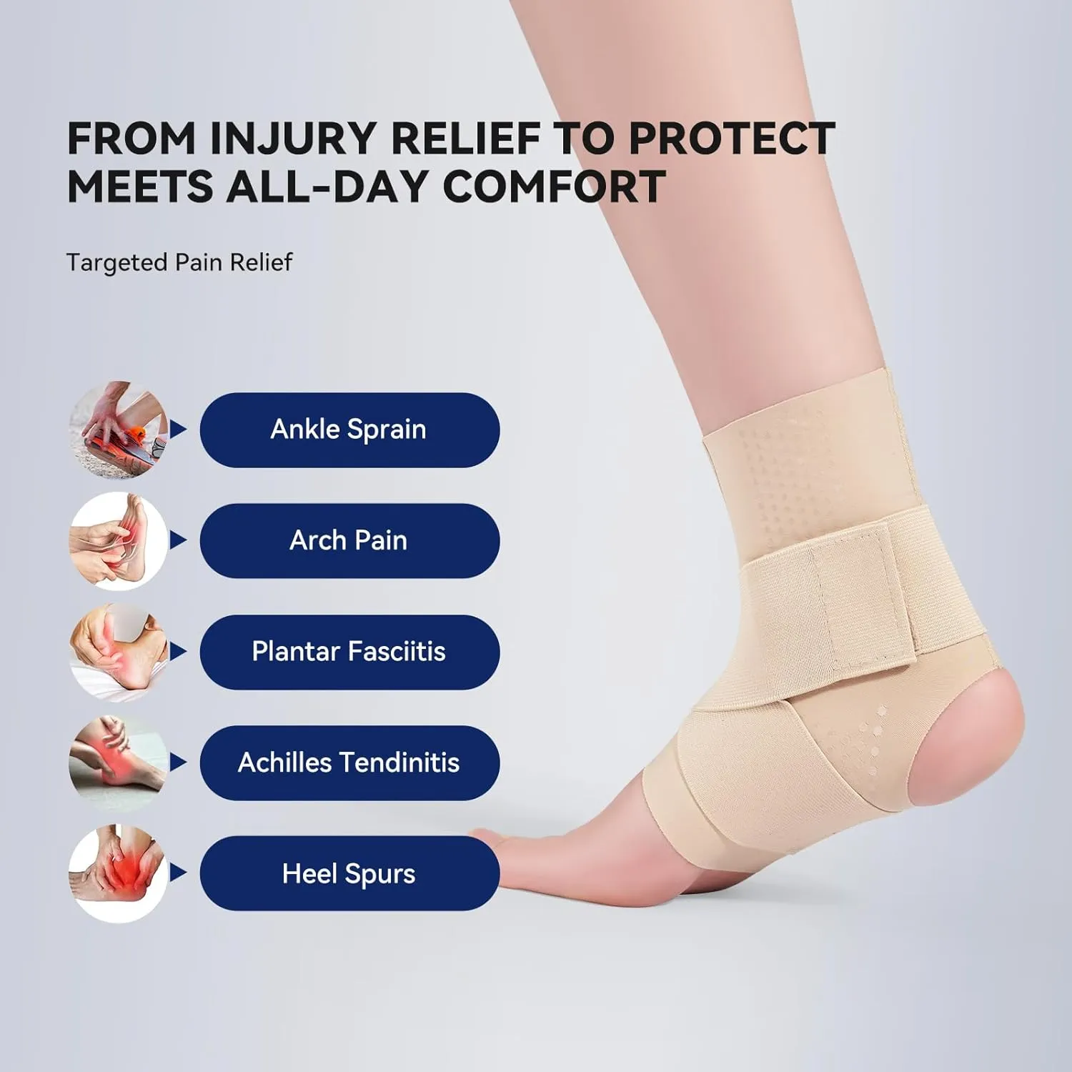 Ankle Brace for Plantar Fasciitis - ThinLightweight Ankle Sleeve Compression Wraps Ankle Support for Achilles Tendonitis Sprained Injury Foot Arch Pain Relief, Women and Men