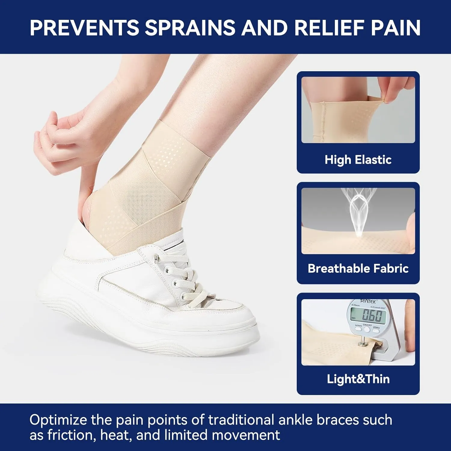 Ankle Brace for Plantar Fasciitis - ThinLightweight Ankle Sleeve Compression Wraps Ankle Support for Achilles Tendonitis Sprained Injury Foot Arch Pain Relief, Women and Men