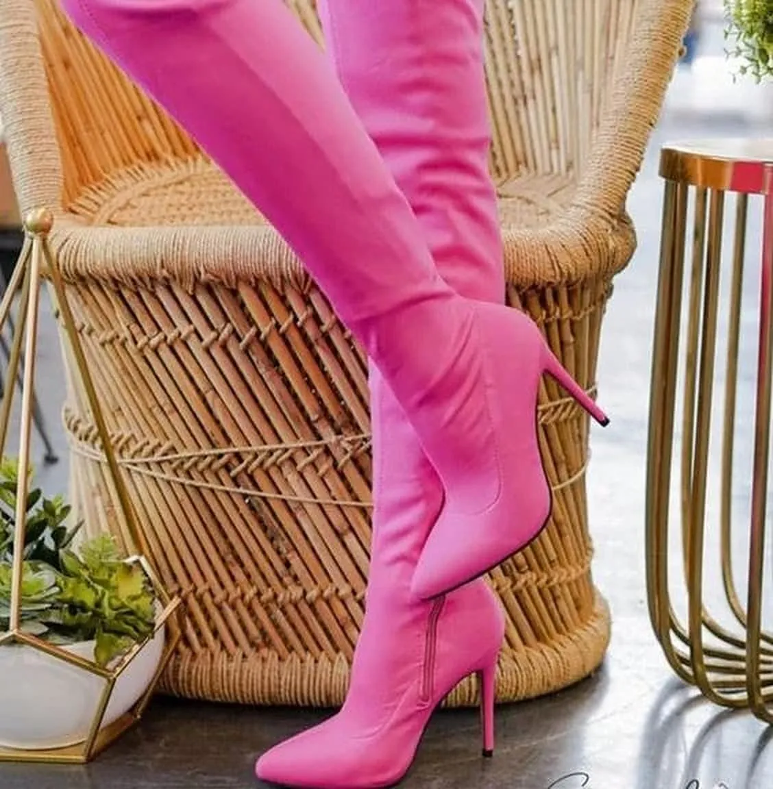 Anne Michelle Dedicate 48M Womens Elastane Pointy Toe Stiletto Boots