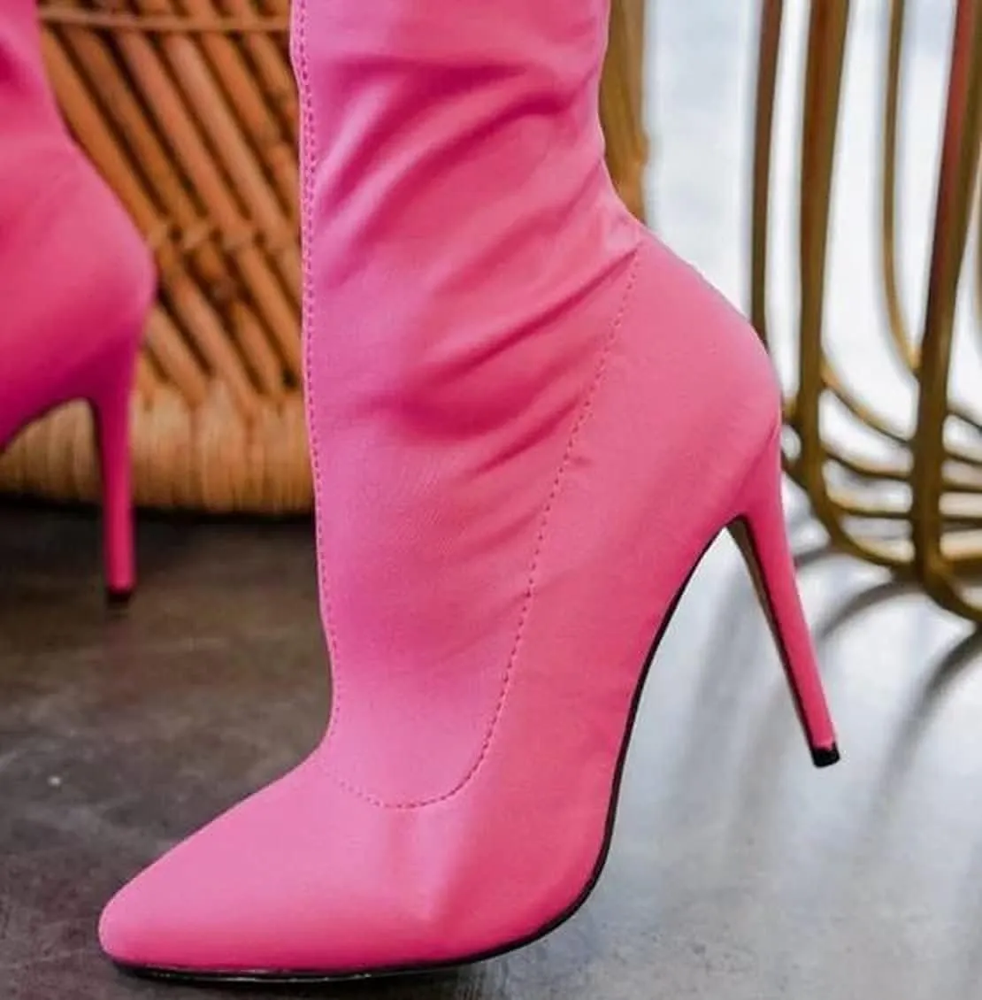 Anne Michelle Dedicate 48M Womens Elastane Pointy Toe Stiletto Boots