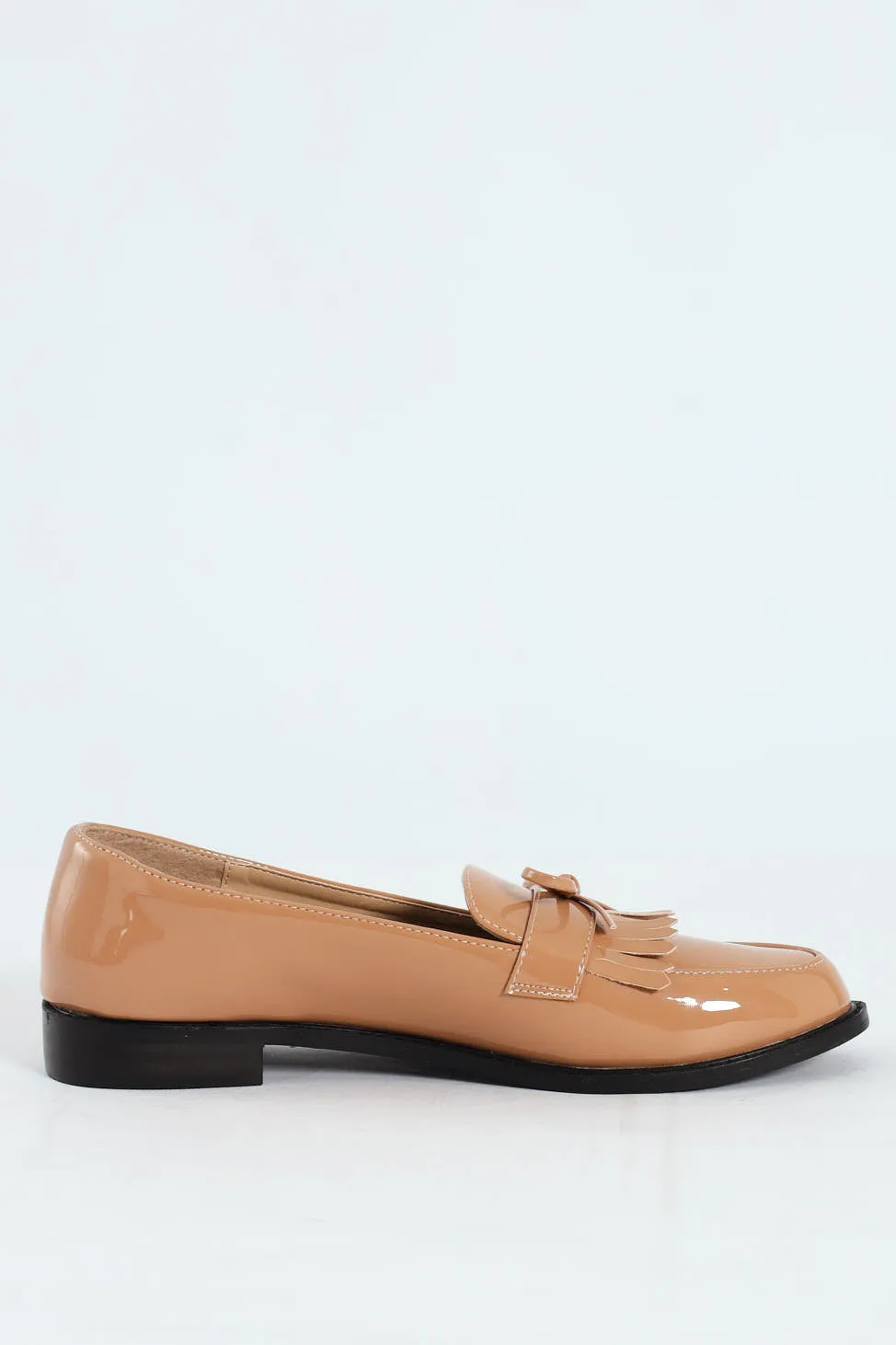 Apron Tassled Patent Loafer - Beige