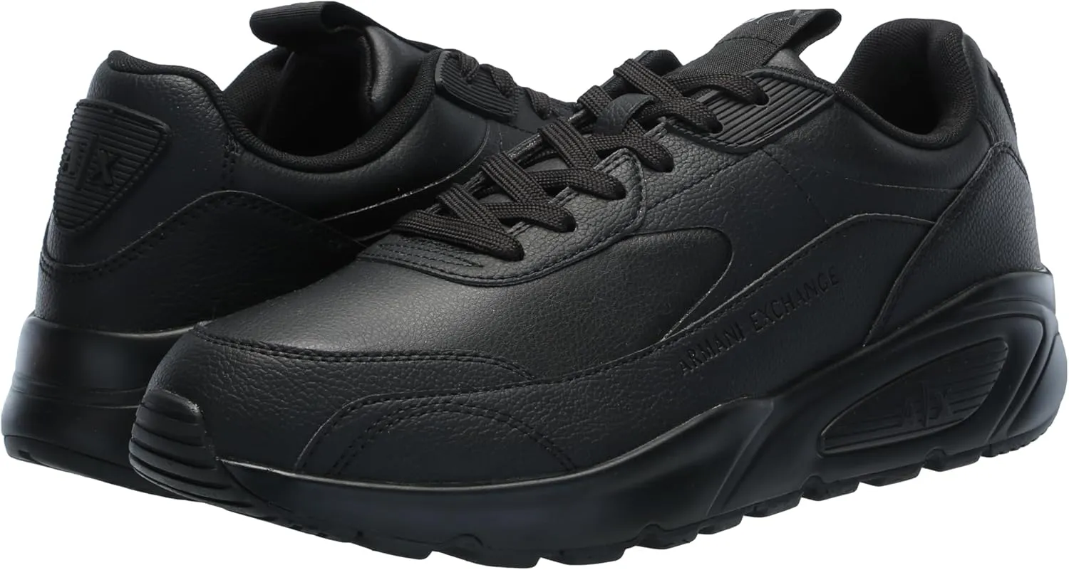 Armani Exchange Men's Bronx Solid Colored Leather Low Top Sneaker