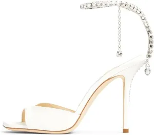 Arqa Rhinestone Ankle Strap Heeled Sandals Peep Toe Sparkly High Heels Slingback Stiletto Heels Wedding Pumps